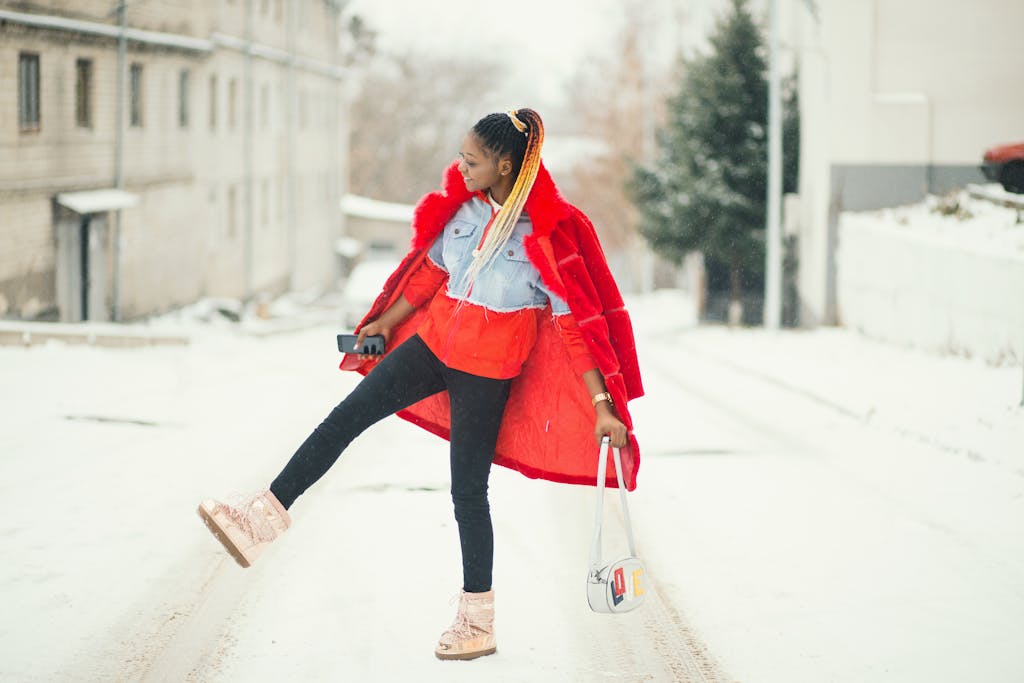 Woman Standing on Street with footwear