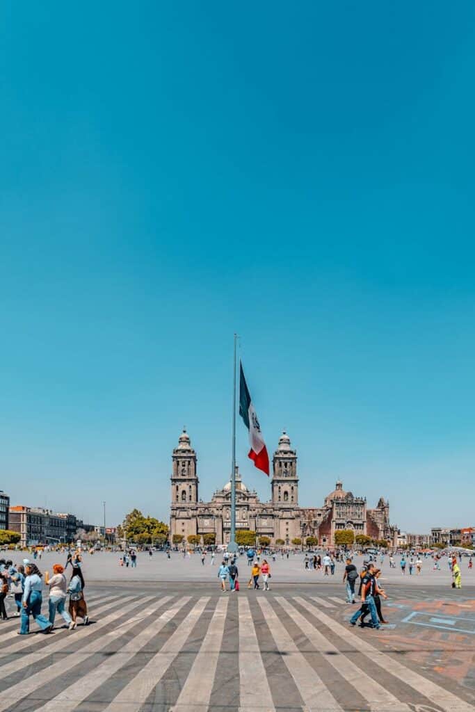 Plaza Liberacion in Guadalajara with cathedral and open square in historic city center