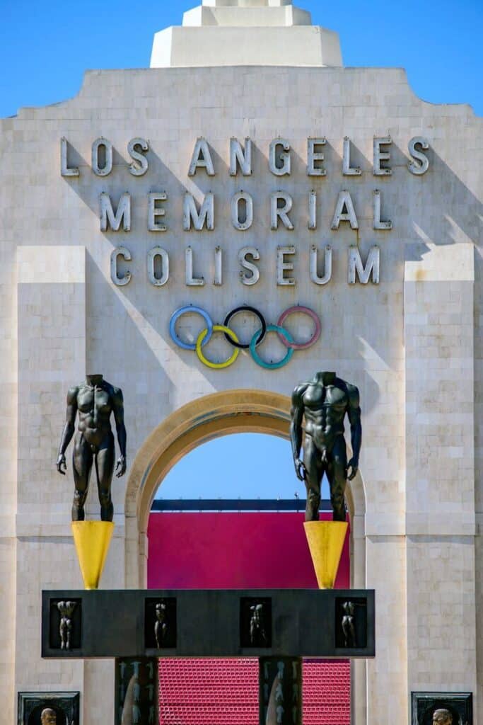 Los Angeles Memorial Coliseum entrance during the World Cup fan festival