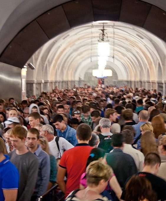 How Busy Will the World Cup 2026 Host Cities Be? (What to Expect) 7 Crowded subway packed with commuters during peak hours at the World Cup 2026 host cities