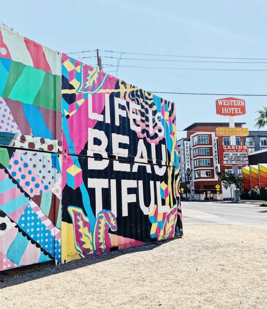Colorful street art mural in the Los Angeles Arts District