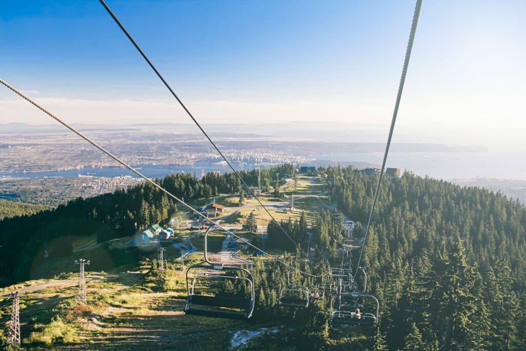 Top Things to Do in Vancouver During the World Cup 2026 13 View from Grouse Mountain with gondola cables overlooking Vancouver and the surrounding landscape