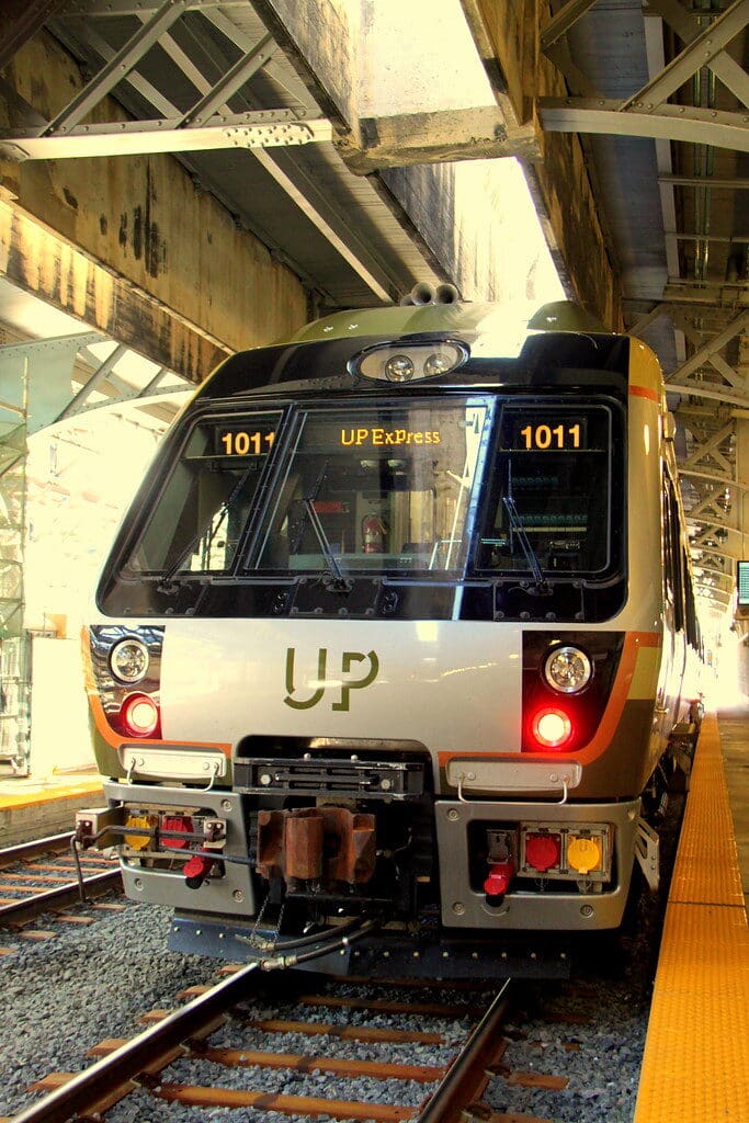 UP Express train at Toronto station connecting Pearson Airport to downtown