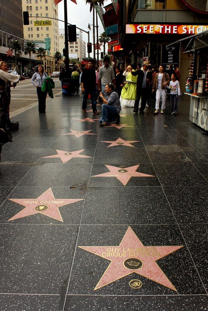 Hollywood Walk of Fame stars along Hollywood Boulevard in Los Angeles