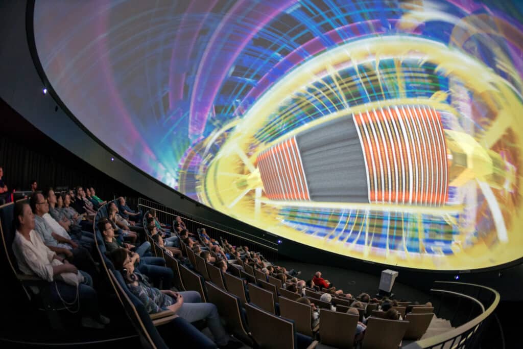 Immersive dome screen experience at Cosm Los Angeles during the World Cup