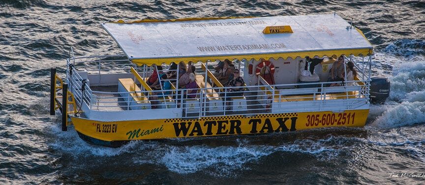 Water taxi on Biscayne Bay connecting downtown Miami and Miami Beach