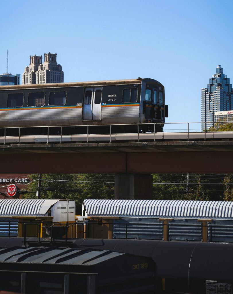 MARTA train in Atlanta with skyline in the background, one of the most transit-friendly World Cup 2026 host cities