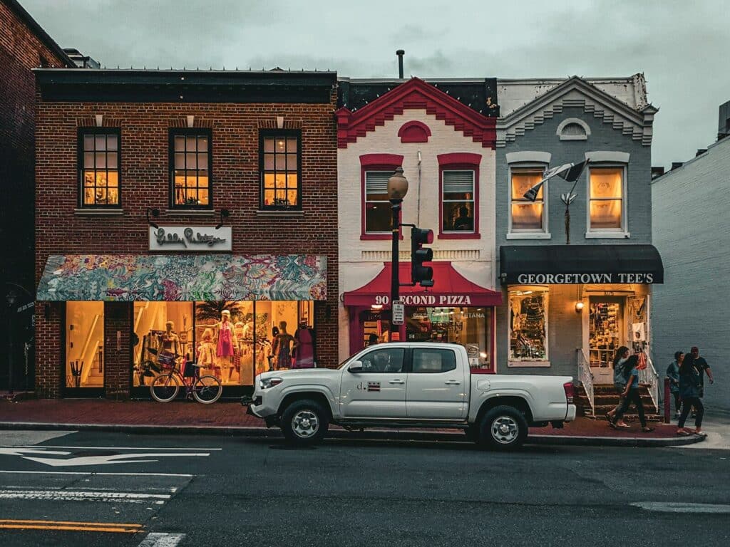 Top Things to Do in Dallas During the World Cup 2026 10 Small shops and boutiques in Bishop Arts District Dallas with a pickup truck parked outside