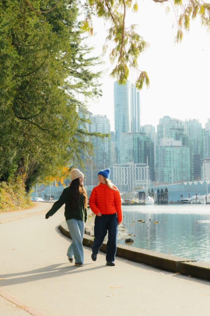 People walking along Vancouver waterfront — safe and relaxed environment for World Cup 2026 visitors