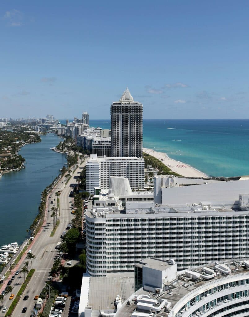 Miami coastline skyline under bright sun, representing hot and humid World Cup 2026 host cities