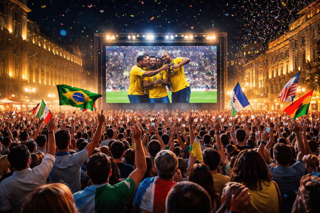 World Cup 2026 Travel Tips: What Most Guides Won't Tell You 14 Massive crowd watching football on big screen at fan zone World Cup 2026 Fan Zones Guide