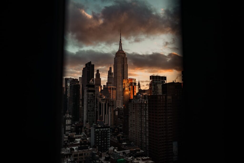 Empire State Building at sunset, a scene for internet usa tourist trip planning