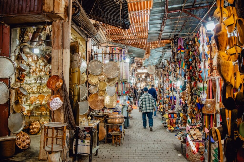 Bustling Moroccan marketplace, a scene where mobile data morocco access matters most