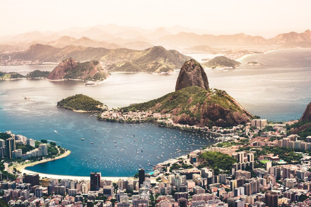 Vivid sunset over the Brazilian coastline