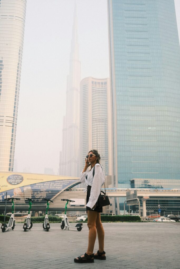 Traveler navigating the city streets of Dubai