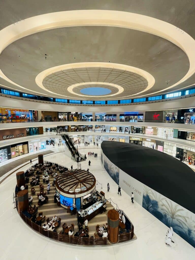 Armani Cafe seating inside the Dubai Mall