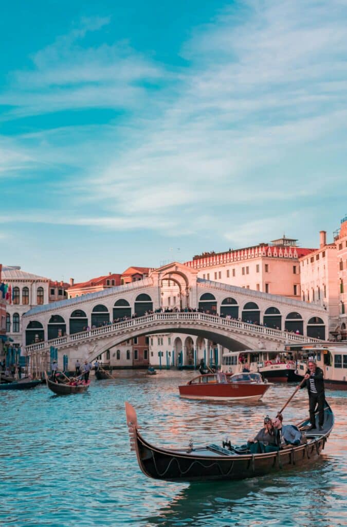 The Rialto Bridge spanning Venice's Grand Canal