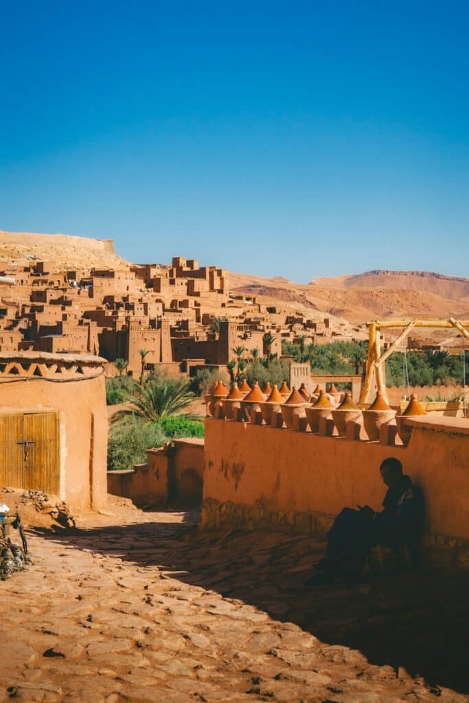 traditional mud brick village in the Moroccan desert