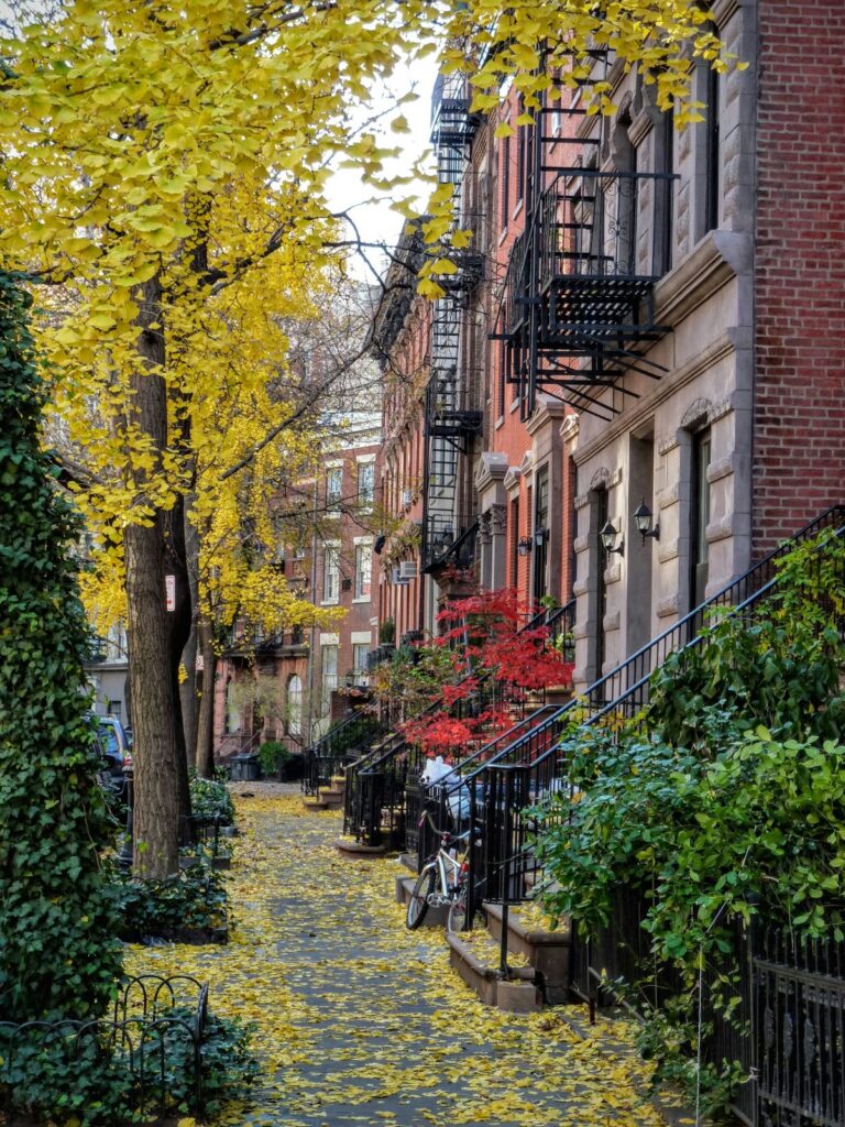 Autumn walk through a quiet Greenwich Village street