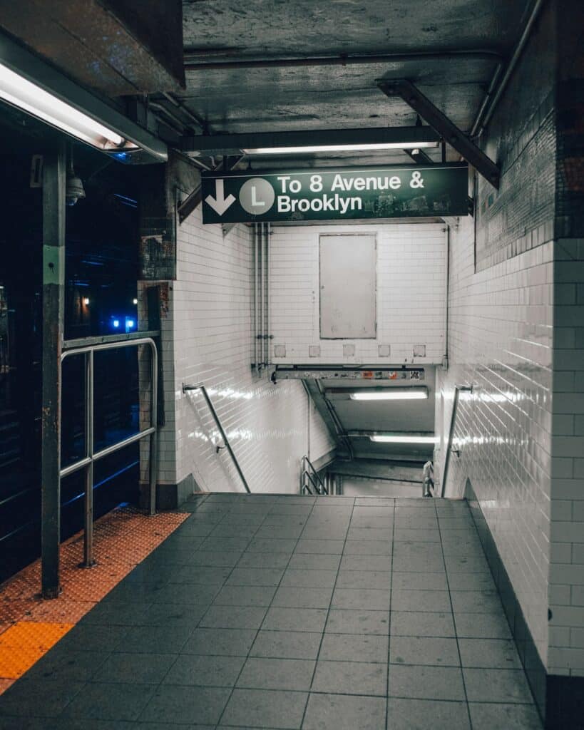 Traveler riding the New York City subway