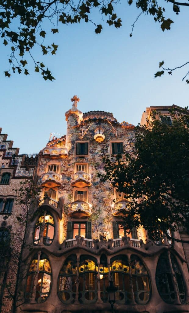 Ornate Gaudí-style facade on a Barcelona building