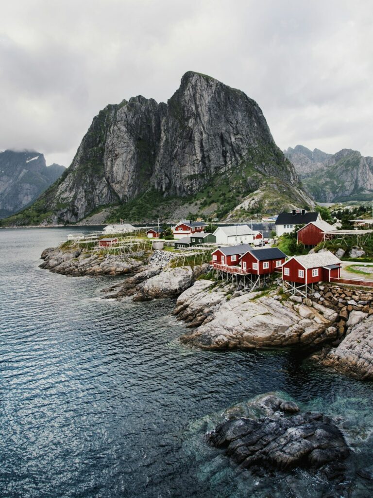 Small fishing village on the coast of Norway