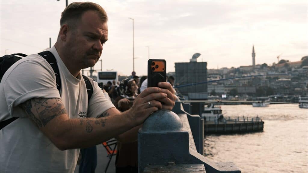 tourist taking a photo with a smartphone in Istanbul
